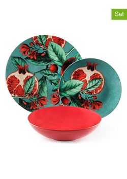 Trendy Kitchen by EXCÉLSA 18-częściowy zestaw talerzy "Granada" w kolorze turkusowym ze wzorem ze sklepu Limango Polska w kategorii Naczynia - zdjęcie 188453390
