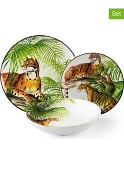 Trendy Kitchen by EXCÉLSA 18-częściowy zestaw talerzy w kolorze zielono-brązowym ze sklepu Limango Polska w kategorii Naczynia - zdjęcie 188453401