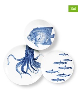 Trendy Kitchen by EXCÉLSA 3-częściowy zestaw "Flore et Faune - Nr. 5" w kolorze biało-niebieskim ze sklepu Limango Polska w kategorii Naczynia - zdjęcie 188453424