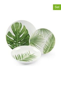 Trendy Kitchen by EXCÉLSA 18-częściowy zestaw talerzy w kolorze biało-zielonym ze sklepu Limango Polska w kategorii Naczynia - zdjęcie 188453442