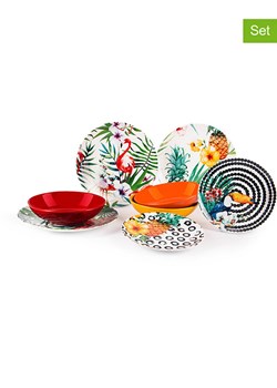 Trendy Kitchen by EXCÉLSA 18-częściowy zestaw talerzy "Tropical Chic" ze wzorem ze sklepu Limango Polska w kategorii Naczynia - zdjęcie 188453470