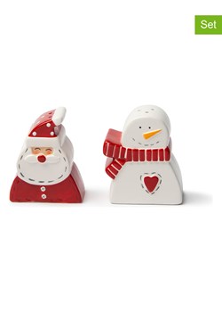 Trendy Kitchen by EXCÉLSA 2-częściowy zestaw "Snowman" w kolorze biało-czerwonym ze sklepu Limango Polska w kategorii Młynki do soli i pieprzu - zdjęcie 188453604