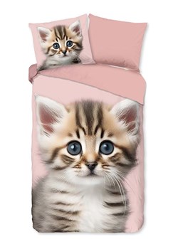 Good Morning Komplet pościeli flanelowej "Meow" w kolorze jasnobrązowo-jasnoróżowym ze sklepu Limango Polska w kategorii Pościel dziecięca - zdjęcie 188454262