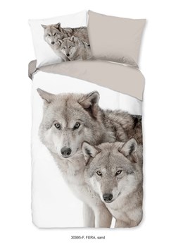 Good Morning Komplet pościeli flanelowej "Fera" w kolorze szaro-beżowym ze sklepu Limango Polska w kategorii Pościele - zdjęcie 188454431