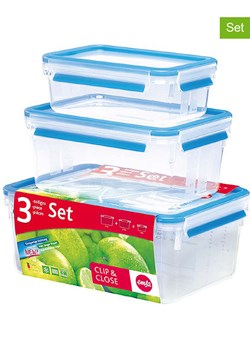 Emsa Pojemniki (3 szt.) "Clip &amp; Close" w kolorze niebieskim na żywność ze sklepu Limango Polska w kategorii Pojemniki kuchenne - zdjęcie 188456453