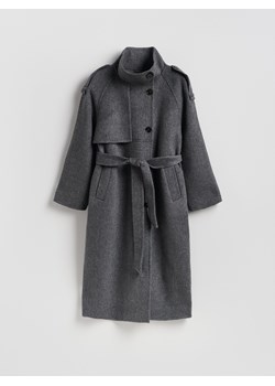 Reserved - Płaszcz handmade z wełną - szary ze sklepu Reserved w kategorii Płaszcze damskie - zdjęcie 188459441