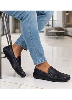Wsuwane męskie czarne półbuty mokasyny /G3-2 15630 T250/ ze sklepu Pantofelek24.pl w kategorii Mokasyny męskie - zdjęcie 188459933