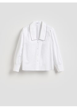 Reserved - Bawełniana koszula z kołnierzykiem - biały ze sklepu Reserved w kategorii Bluzki damskie - zdjęcie 188460264