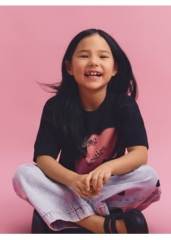 Reserved - T-shirt z nadrukiem - czarny ze sklepu Reserved w kategorii Bluzki dziewczęce - zdjęcie 188460704