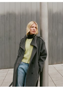 Reserved - Płaszcz handmade z wełną - szary ze sklepu Reserved w kategorii Płaszcze damskie - zdjęcie 188460781