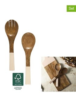 Ethnical Life Sztućce sałatkowe (2 szt.) w kolorze brązowo-beżowym - dł. 30 cm ze sklepu Limango Polska w kategorii Sztućce - zdjęcie 188465542