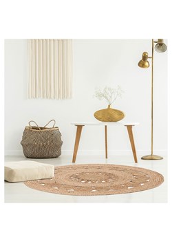 THE HOME DECO FACTORY Dywan w kolorze jasnobrązowym z  juty - Ø 90 cm ze sklepu Limango Polska w kategorii Dywany - zdjęcie 188466312