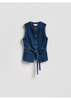 Reserved - Jeansowa kamizelka z wiązaniem - granatowy ze sklepu Reserved w kategorii Kamizelki damskie - zdjęcie 188470413