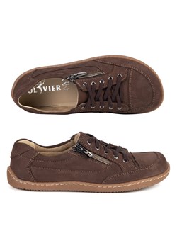 BAREFOOT Damskie minimalistyczne półbuty skórzane OLIVIER 770 brąz welur ze sklepu butyolivier w kategorii Półbuty damskie - zdjęcie 188470631