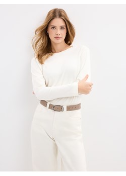 Mohito - Bawełniany longsleeve - kremowy ze sklepu Mohito w kategorii Bluzki damskie - zdjęcie 188472400