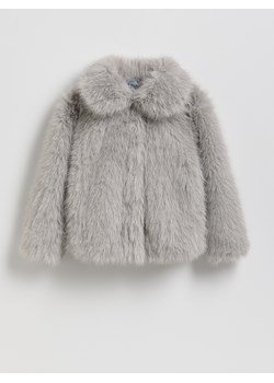 Reserved - Sztuczne futerko z kołnierzem - jasnoszary ze sklepu Reserved w kategorii Kurtki dziewczęce - zdjęcie 188472624