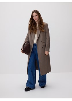 Reserved - Płaszcz z dodatkiem wełny - brązowy ze sklepu Reserved w kategorii Płaszcze damskie - zdjęcie 188472713