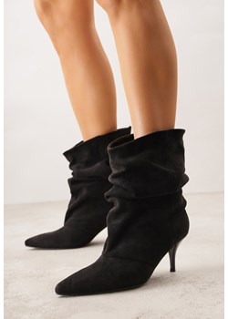 Czarne Botki na Szpilce z Marszczoną Cholewką Hailenia ze sklepu born2be.pl w kategorii Botki - zdjęcie 188473061