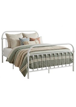 Białe loftowe łózko metalowe 140x200 cm T4-T92 ze sklepu Edinos.pl w kategorii Łóżka i materace - zdjęcie 188473294