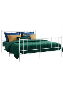 Białe metalowe łózko z zagłówkiem 180x200 cm N9-G38 ze sklepu Edinos.pl w kategorii Łóżka i materace - zdjęcie 188473302