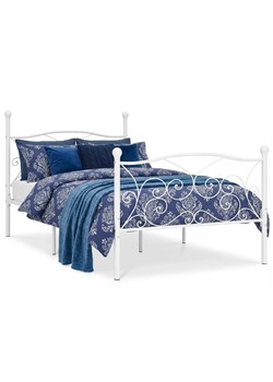 Białe metalowe łóżko z zagłówkiem 100x200 cm E9-E96 ze sklepu Edinos.pl w kategorii Łóżka i materace - zdjęcie 188473310