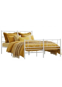 Białe metalowe łóżko małżeńskie 160x200 cm - Radina ze sklepu Edinos.pl w kategorii Łóżka i materace - zdjęcie 188473322