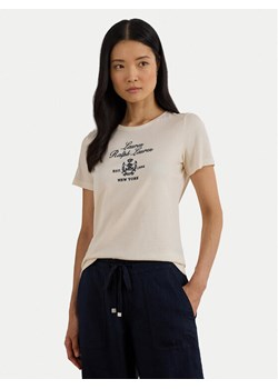LAUREN RALPH LAUREN T-Shirt 200P03725002 Beżowy Relaxed Fit ze sklepu MODIVO w kategorii Bluzki damskie - zdjęcie 188474253