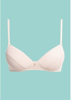 Klasyczny biustonosz dla nastolatki z delikatną ozdobą - BEŻOWY - 65AA beżowy ze sklepu PH KEY Sp. z o.o.  w kategorii Biustonosze - zdjęcie 188477680