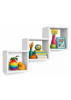 Biała Trzykomorowa Półka Ścienna K5-P64 ze sklepu Edinos.pl w kategorii Półki - zdjęcie 188478321
