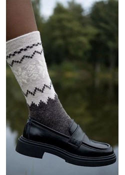 Wełniane skarpetki damskie ciemnoszare SW070, Kolor ciemnoszary-wzór, Rozmiar 39-42, Gabriella ze sklepu Primodo w kategorii Skarpetki damskie - zdjęcie 188478474