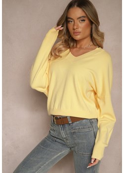 Żółty Klasyczny Sweter z Wiskozą i Kaszmirem Marirra ze sklepu renee.pl w kategorii Swetry damskie - zdjęcie 188481233
