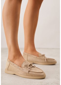 Ciemnobeżowe Mokasyny Ozdobione Wiązaniem Fyrelerris ze sklepu born2be.pl w kategorii Mokasyny damskie - zdjęcie 188481772
