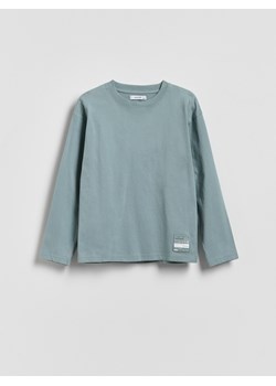 Reserved - Bawełniany longsleeve z nadrukiem - ciemny turkus ze sklepu Reserved w kategorii Bluzy chłopięce - zdjęcie 188481914