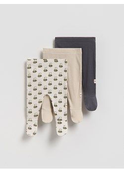 Reserved - Bawełniane spodnie 3 pack - kremowy ze sklepu Reserved w kategorii Spodnie i półśpiochy - zdjęcie 188481961