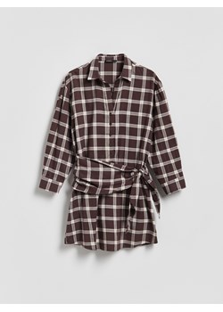 Reserved - Sukienka z wiskozą - ciemnobrązowy ze sklepu Reserved w kategorii Sukienki - zdjęcie 188482043