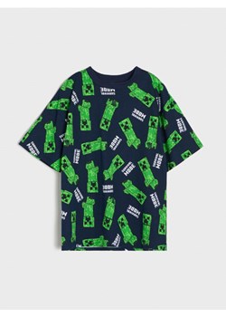 Sinsay - Bawełniana koszulka ze wzorem Minecraft - granatowy ze sklepu Sinsay w kategorii T-shirty chłopięce - zdjęcie 188483043