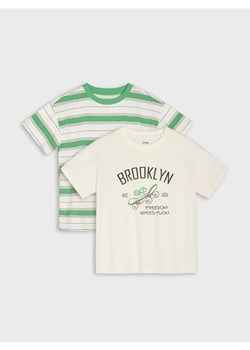 Sinsay - Bawełniana koszulka 2 pack - kremowy ze sklepu Sinsay w kategorii T-shirty chłopięce - zdjęcie 188483062