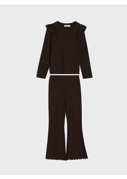 Sinsay - Bawełniany komplet: koszulka i spodnie - brązowy ze sklepu Sinsay w kategorii Komplety dziewczęce - zdjęcie 188483123