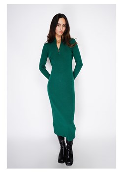 ASSUILI Kaszmirowa sukienka dzianinowa w kolorze ciemnozielonym ze sklepu Limango Polska w kategorii Sukienki - zdjęcie 188483512