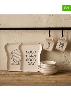 BELLA MAISON 8-częściowy zestaw śniadaniowy "Toast" w kolorze biało-czarnym ze sklepu Limango Polska w kategorii Naczynia - zdjęcie 188489881