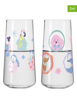 RITZENHOFF Szklanki (2 szt.) "Petfluencer" w kolorze jasnoróżowo-błękitnym - 600 ml ze sklepu Limango Polska w kategorii Naczynia - zdjęcie 188493251