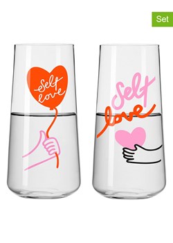 RITZENHOFF Szklanki (2 szt.) "Self-Care" w kolorze czerwono-jasnoróżowym - 500 ml ze sklepu Limango Polska w kategorii Naczynia - zdjęcie 188493354