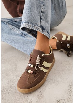 Brązowe Sneakersy Typu Tenisówki Ozdobione Koralikami Daemeli ze sklepu renee.pl w kategorii Buty sportowe damskie - zdjęcie 188502104