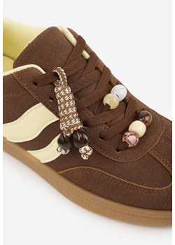 Brązowe Sneakersy Typu Tenisówki Ozdobione Koralikami Daemeli ze sklepu renee.pl w kategorii Buty sportowe damskie - zdjęcie 188502112