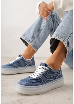 Granatowe Sneakersy na Platformie z Denimu Nanore ze sklepu renee.pl w kategorii Buty sportowe damskie - zdjęcie 188502122