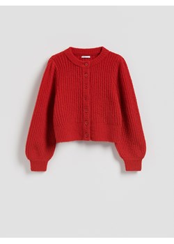 Reserved - Kardigan z bufiastymi rękawami - czerwony ze sklepu Reserved w kategorii Swetry damskie - zdjęcie 188502411