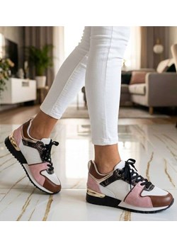 Sznurowane biało różowe buty sportowe /D9-3 15773 T283/ ze sklepu Pantofelek24.pl w kategorii Buty sportowe damskie - zdjęcie 188502742