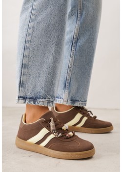 Brązowe Sneakersy w Stylu Tenisówek z Koralikami Charnara ze sklepu born2be.pl w kategorii Buty sportowe damskie - zdjęcie 188502903
