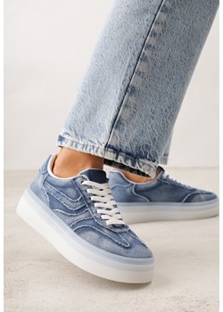 Granatowe Sneakersy na Grubej Podeszwie Ozdobione Denimem Eriphithea ze sklepu born2be.pl w kategorii Buty sportowe damskie - zdjęcie 188502921
