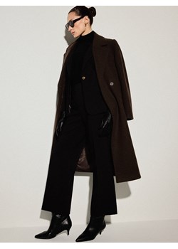 Mohito - Czekoladowy płaszcz z wełną - ciemnobrązowy ze sklepu Mohito w kategorii Płaszcze damskie - zdjęcie 188504484